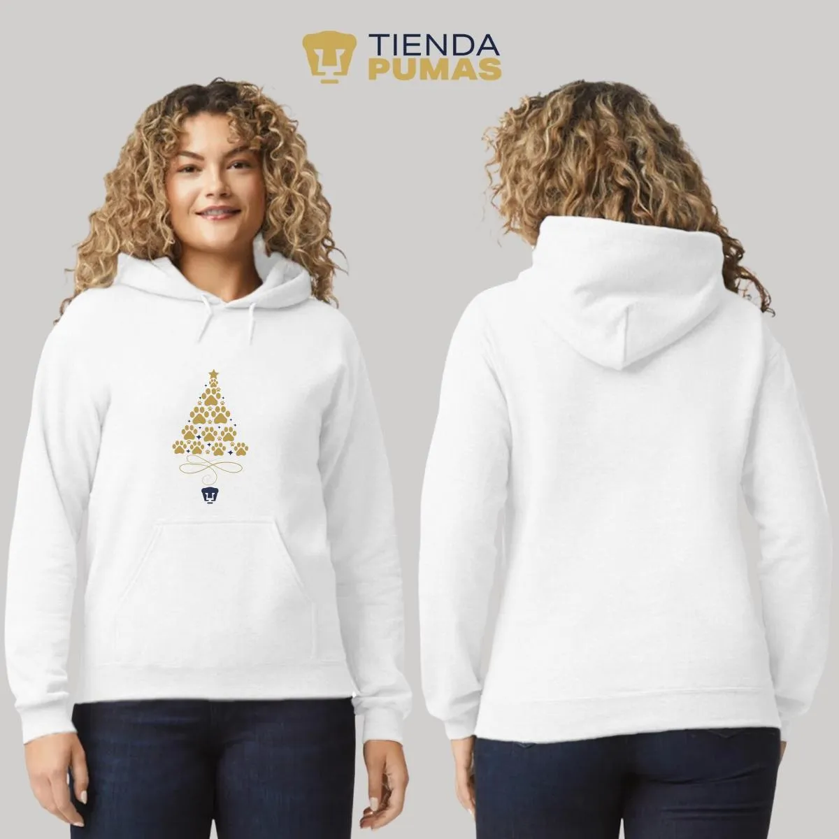 Sudadera Mujer Hoodie  Pumas UNAM rbol Navidad