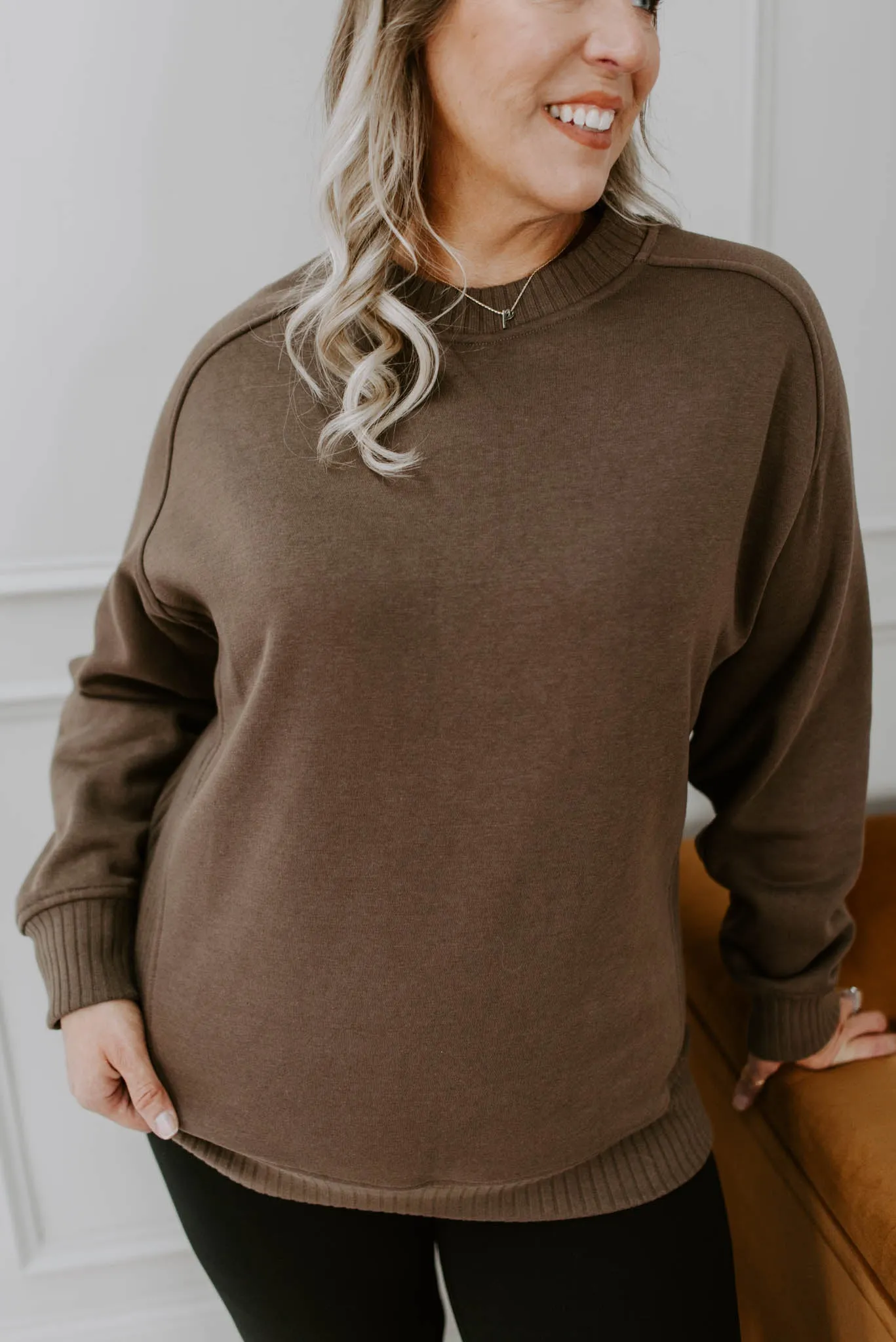 Taking It All In Curvy Ribbed Detail Sweatshirt