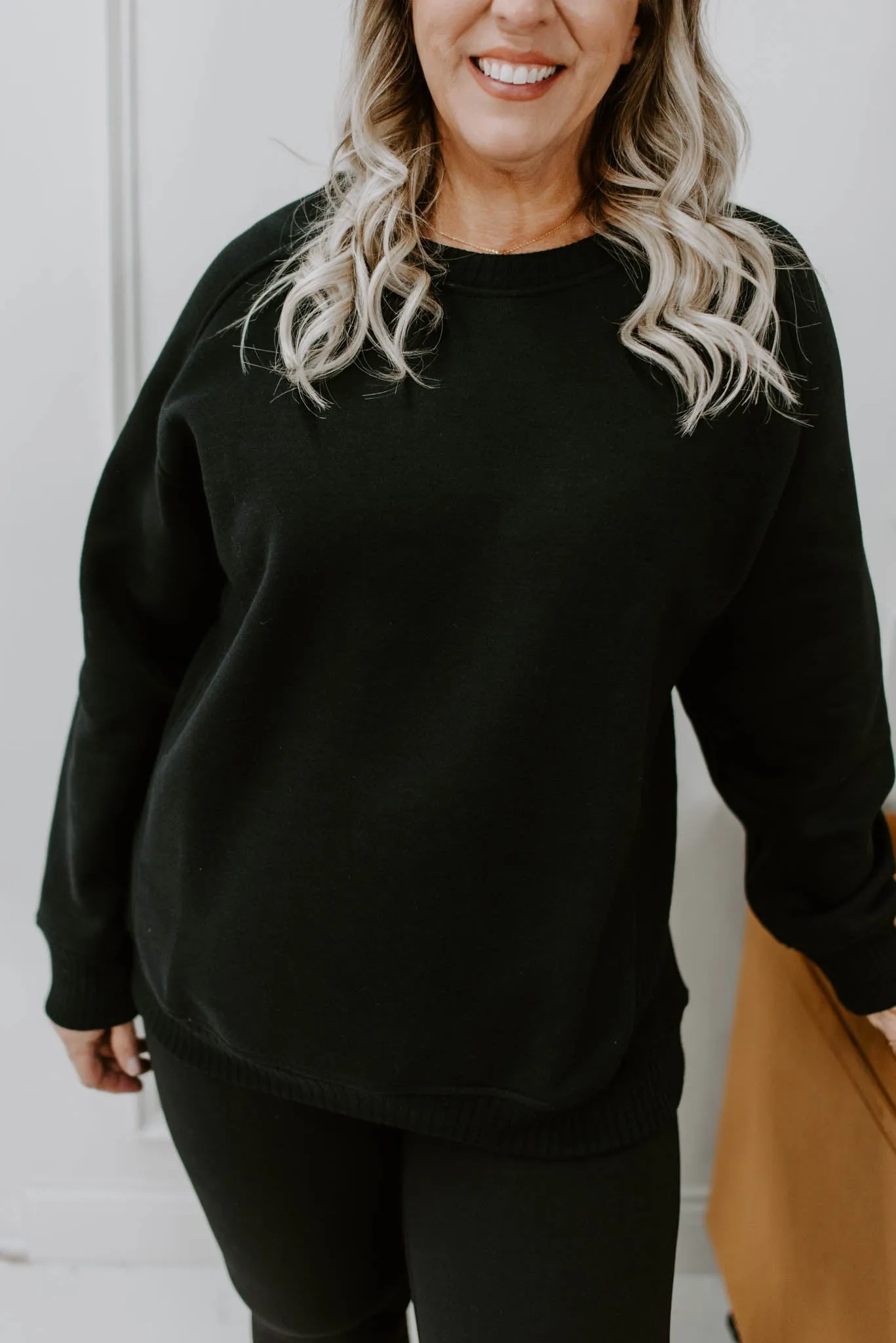 Taking It All In Curvy Ribbed Detail Sweatshirt