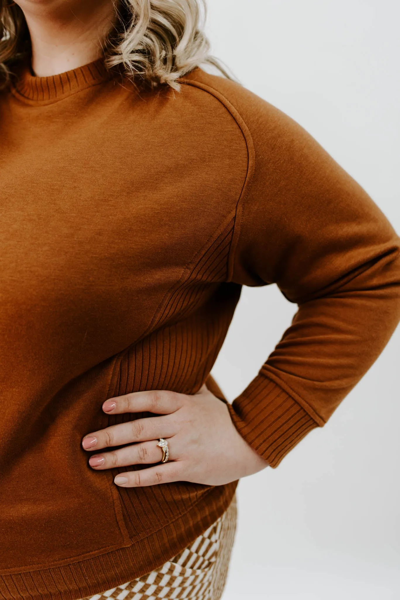 Taking It All In Curvy Ribbed Detail Sweatshirt