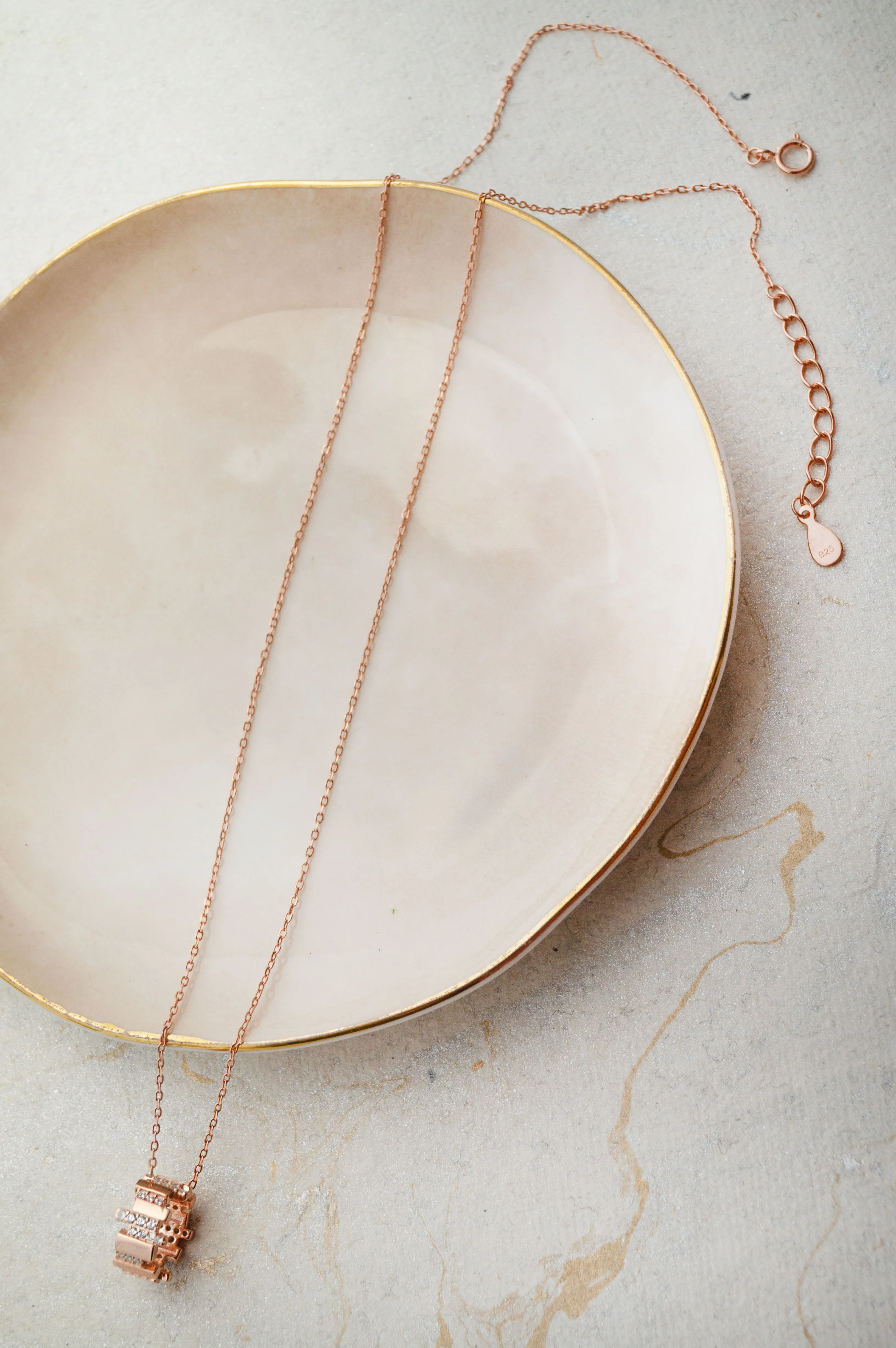 Tetris Ringlet Rose Gold Plated Sterling Silver Chain Necklace