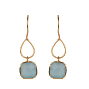 Vama | Silvetto Earrings | Metal-Sterling Silver | Stone-Aqua Chalcedony | Finish-Shiny