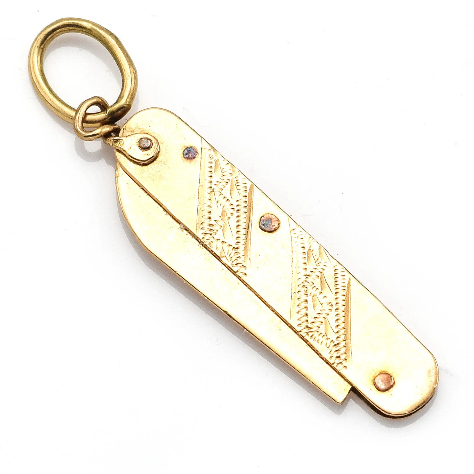 Vintage 14K Gold Folding Pocket Knife Charm Pendant