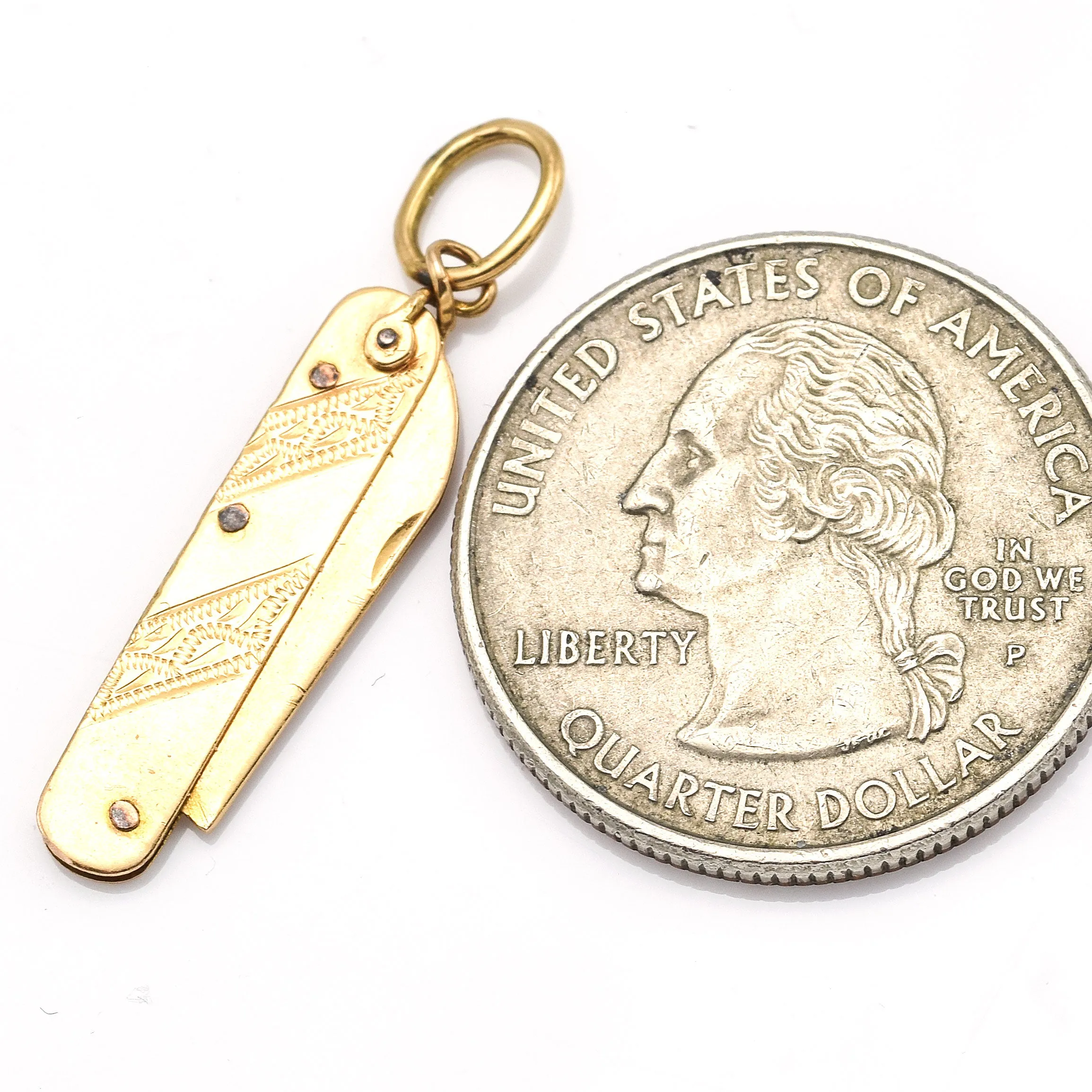 Vintage 14K Gold Folding Pocket Knife Charm Pendant