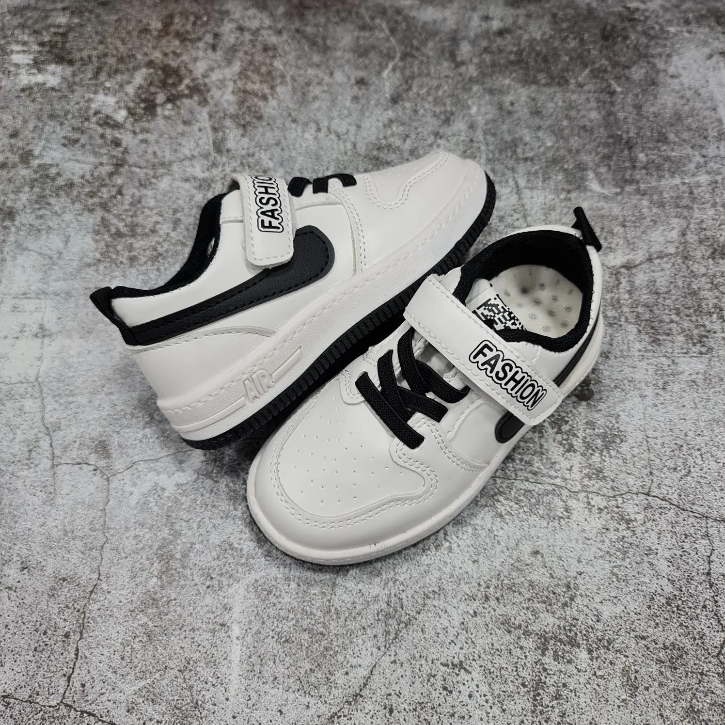 White Contrast Kids Shoes