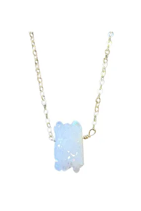 White Stalactite Druzy Necklace in Gold