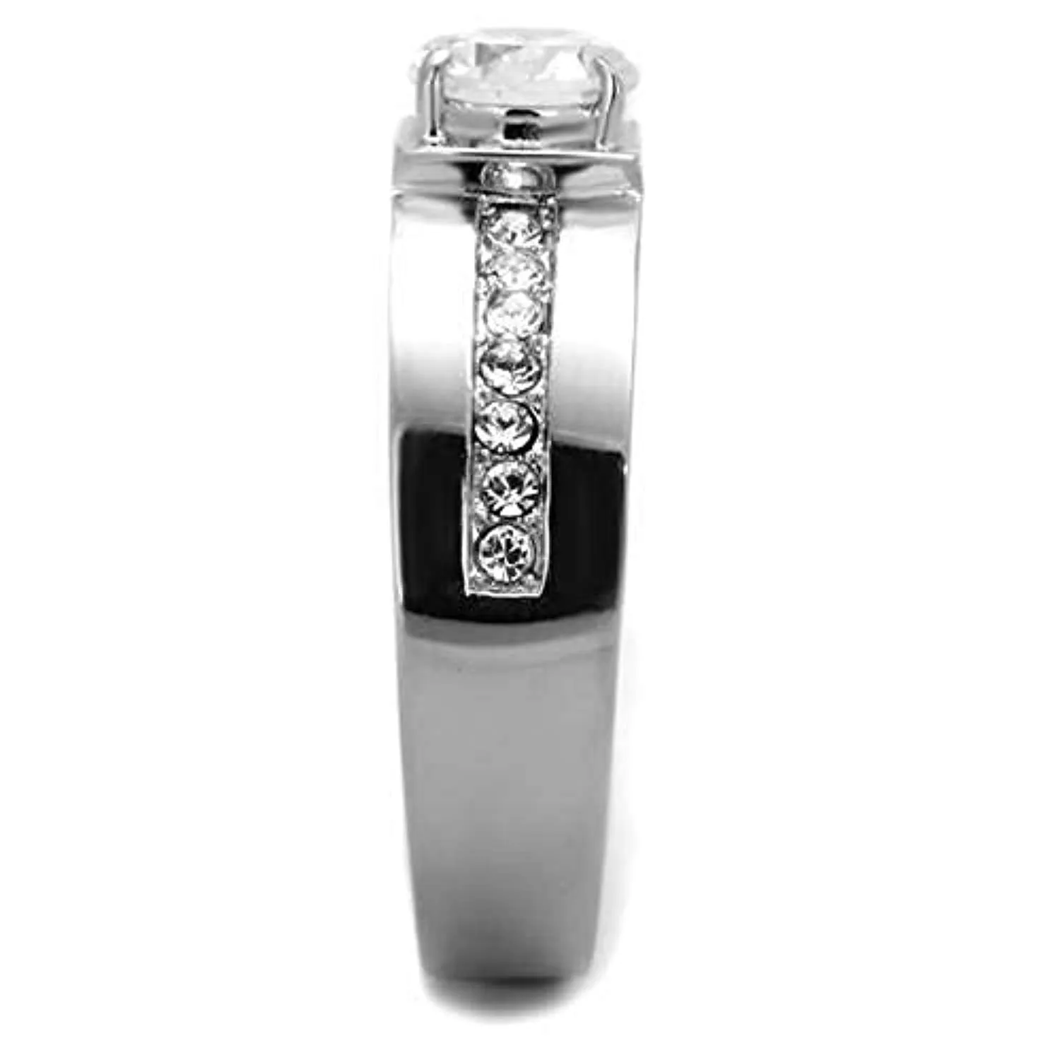 WildKlass Stainless Steel Ring High Polished (no Plating) Men AAA Grade CZ Clear