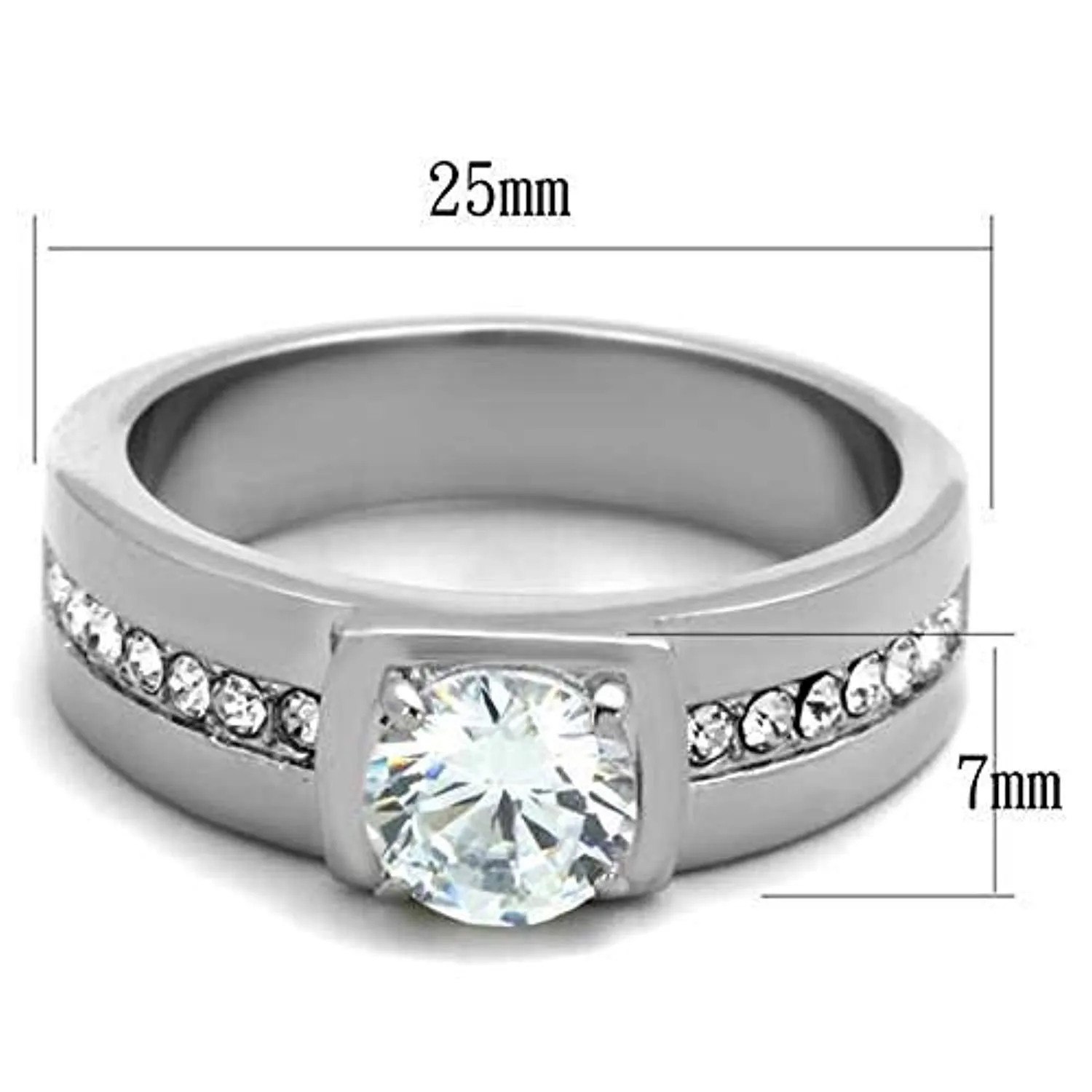 WildKlass Stainless Steel Ring High Polished (no Plating) Men AAA Grade CZ Clear