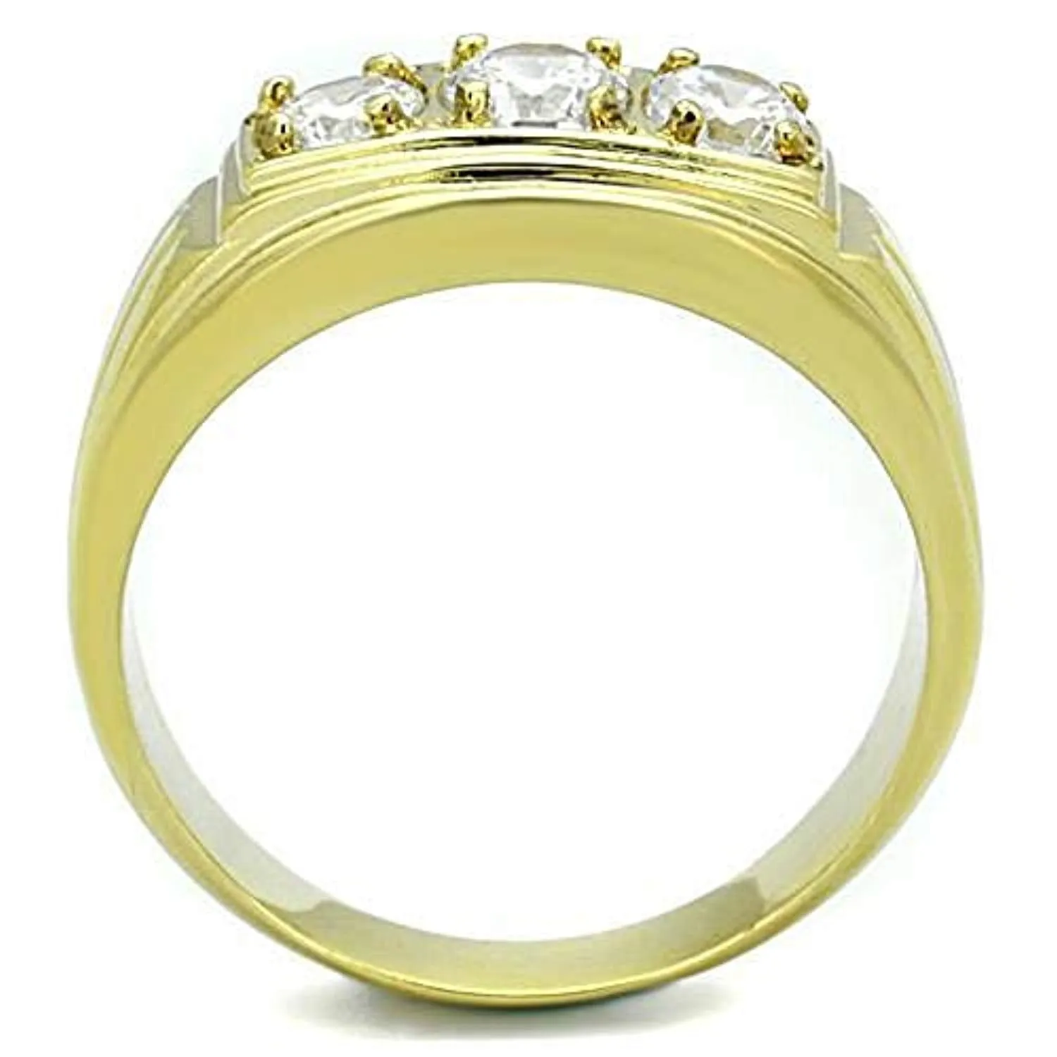 WildKlass Stainless Steel Ring IP Gold Men AAA Grade CZ Clear