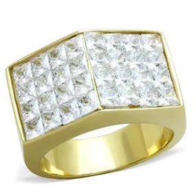 WildKlass Stainless Steel Ring IP Gold Men AAA Grade CZ Clear