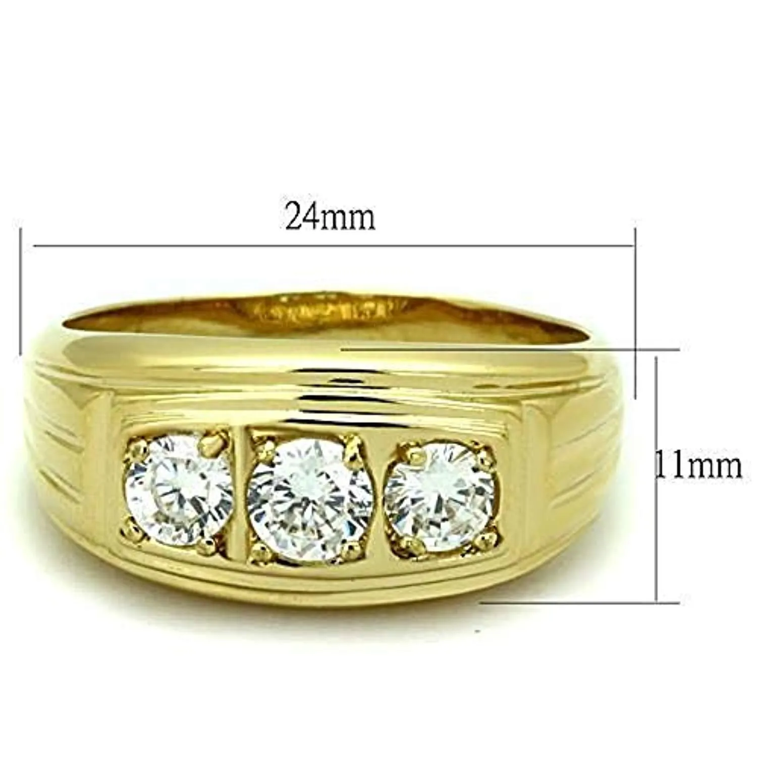 WildKlass Stainless Steel Ring IP Gold Men AAA Grade CZ Clear