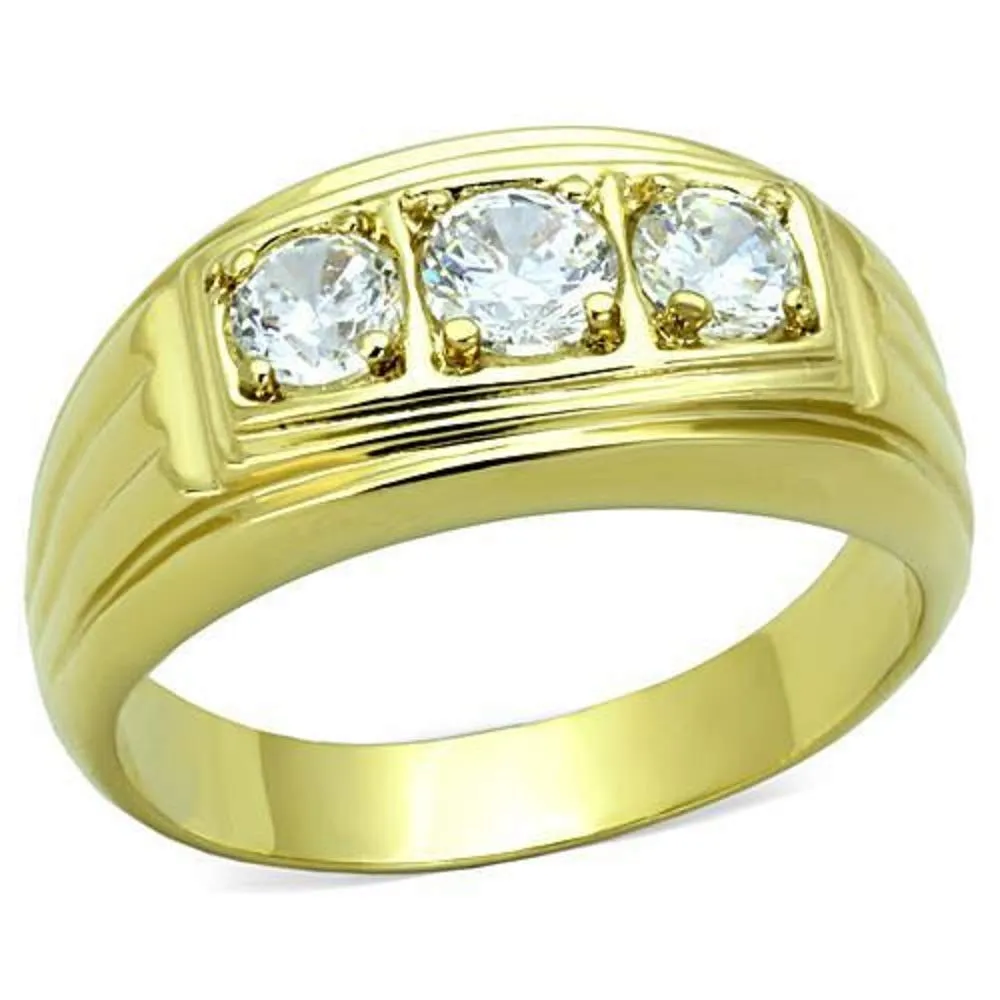 WildKlass Stainless Steel Ring IP Gold Men AAA Grade CZ Clear